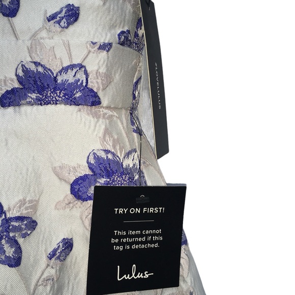 Lulu’s Blue/Pink Floral Damask Pleated Fit & Flare Dress NWT Misses size XS - Picture 3 of 5